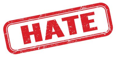 Kırmızı grungy dikdörtgen pul işaretinden nefret et.