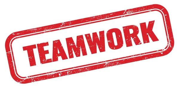 Teamwork Rood Grungy Rechthoek Stempel Teken — Stockfoto