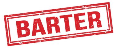 BARTER kırmızı grungy dikdörtgen mühür işareti.