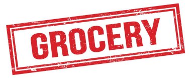 GROCERY kırmızı grungy dikdörtgen mühür işareti.