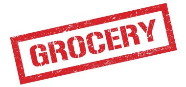 GROCERY kırmızı grungy dikdörtgen mühür işareti.