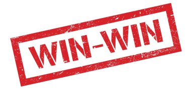 WIN-WIN kırmızı grungy dikdörtgen mühür işareti.