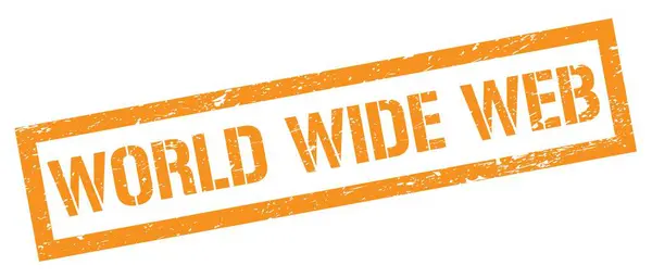 World Wide Webオレンジグランジ四角形切手サイン — ストック写真