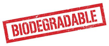 BIODEGRADable kırmızı grungy dikdörtgen damgası işareti.