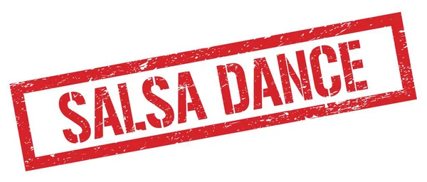 Salsa Dance Czerwony Grungy Prostokąt Znak Znaczka — Zdjęcie stockowe