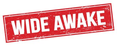 Kırmızı grungy dikdörtgen damga işareti üzerinde WIDE Awake metin.