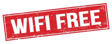 Kırmızı grungy dikdörtgen mühür işareti üzerinde WIFI özgür metin.