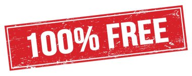 Kırmızı grungy dikdörtgen damgalı% 100 özgür metin.