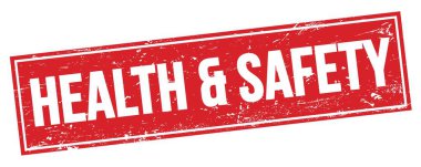 Kırmızı grungy dikdörtgen mühür işareti üzerinde Sağlık & Güvenliği metni.
