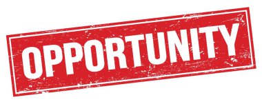 Kırmızı grungy dikdörtgen damga işareti üzerinde OPPORTUNITY metin.