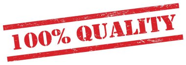 Kırmızı grungy dikdörtgen damgası üzerine% 100 nicelik metni.