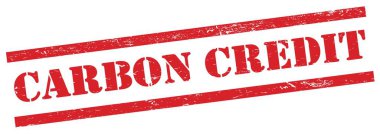 Kırmızı grungy dikdörtgen damgalı CARBON CREDIT metni.