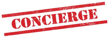 Kırmızı grungy dikdörtgen damgalı CONCIERGE metin.