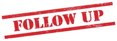 Kırmızı grungy dikdörtgen damgalı FOLLOW UP metin.