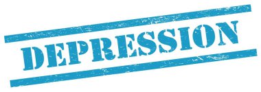 Mavi grungy dikdörtgen damgalı depresif metin.