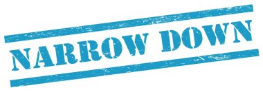 Mavi grungy dikdörtgen damgalı NARROW Down metni.