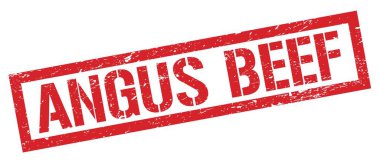 ANGUS BEEF kırmızı grungy dikdörtgen mühür işareti.