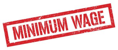 MINIMUM WAGE Kırmızı grungy dikdörtgen damgası işareti.