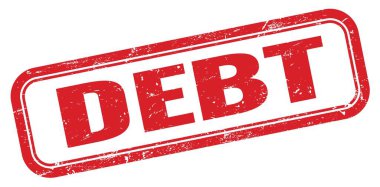 Borç kırmızı grungy dikdörtgen pul işareti.