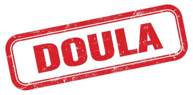 DOULA kırmızı grungy dikdörtgen pul işareti.