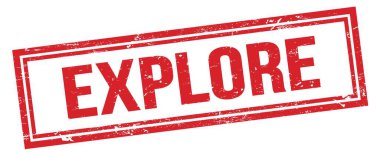 ExPLORE kırmızı grungy dikdörtgen mühür işareti.