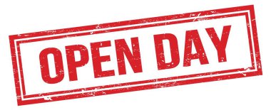 AÇIK GÜN Kırmızı grungy dikdörtgen pul işareti.