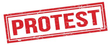 PROTEST kırmızı grungy dikdörtgen mühür işareti.