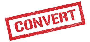 CONVERT kırmızı grungy dikdörtgen pul işareti.