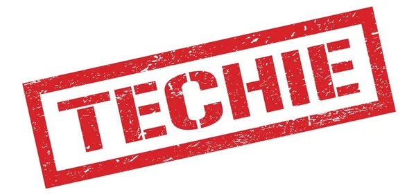 Techie Κόκκινο Grungy Ορθογώνιο Σήμα Σφραγίδα — Φωτογραφία Αρχείου