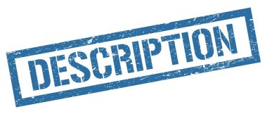 DESCRIPTION mavi grungy dikdörtgen mühür işareti.