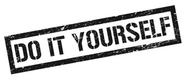 Kendin yap. Siyah, kirli, dikdörtgen damga işareti..