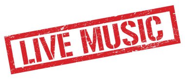 LIVE MÜZİK kırmızı grungy dikdörtgen mühür işareti.