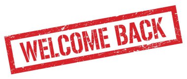 Tekrar hoş geldin kırmızı çirkin dikdörtgen damga işareti.