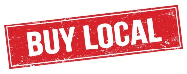 Kırmızı grungy dikdörtgen damga işareti üzerinde BUY LOCAL metin.
