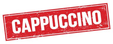 Kırmızı grungy dikdörtgen mühür işareti üzerinde CapPPUCCINO metin.