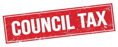 Kırmızı grungy dikdörtgen damga işareti üzerinde COUNCIL Vergi metni.