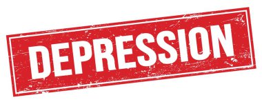 Kırmızı grungy dikdörtgen damga işareti üzerinde depresif metin.