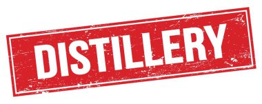 Kırmızı grungy dikdörtgen damga işareti üzerinde diSTILLERY metin.