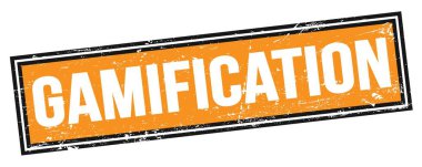Turuncu siyah grungy dikdörtgen damga işareti üzerine GAMIFICATION metin.