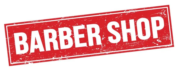 Kırmızı grungy dikdörtgen damga işareti üzerinde BarbER mağaza metni.