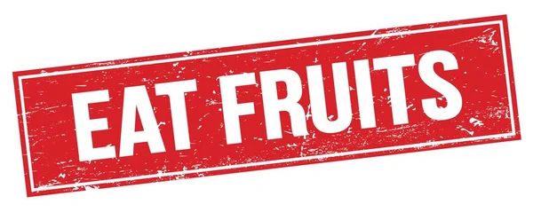 Comer Frutas Texto Rojo Grungy Signo Sello Rectángulo —  Fotos de Stock