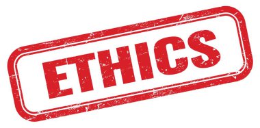 ETHICS kırmızı grungy dikdörtgen mühür işareti.