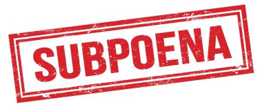 SUBPOENA kırmızı grungy dikdörtgen mühür işareti.