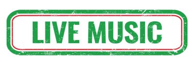 LIVE MÜZİK yeşil grungy dikdörtgen mühür işareti.