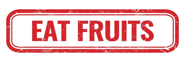Comer Frutas Rojo Grueso Signo Sello Rectángulo —  Fotos de Stock