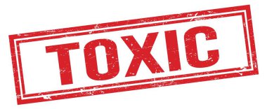 TOXIC kırmızı grungy dikdörtgen mühür işareti.