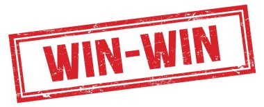 WIN-WIN kırmızı grungy dikdörtgen mühür işareti.