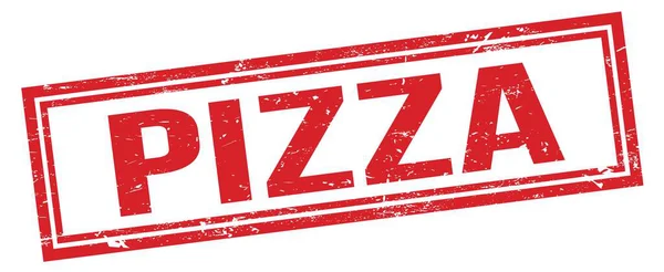 Pizza Czerwony Grungy Prostokąt Znak Znaczka — Zdjęcie stockowe