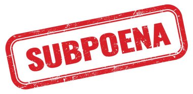 SUBPOENA kırmızı grungy dikdörtgen mühür işareti.