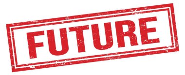 Gelecekteki kırmızı grungy dikdörtgen damga işareti.